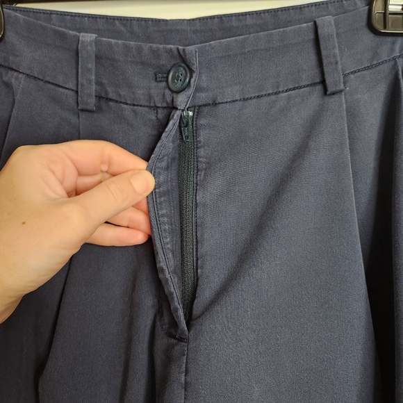 Kit + Ace Navy Blue High Waist Pleated Taper Leg Trouser Pants Size 8 - Picture 5 of 15